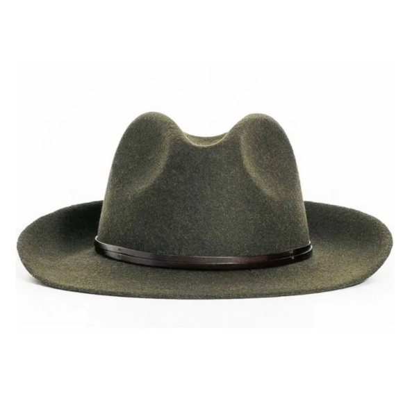 Travaux En Cours Fedora In Loden Woman Wool Hat NWOT Size 58 FRANCE - Picture 3 of 5